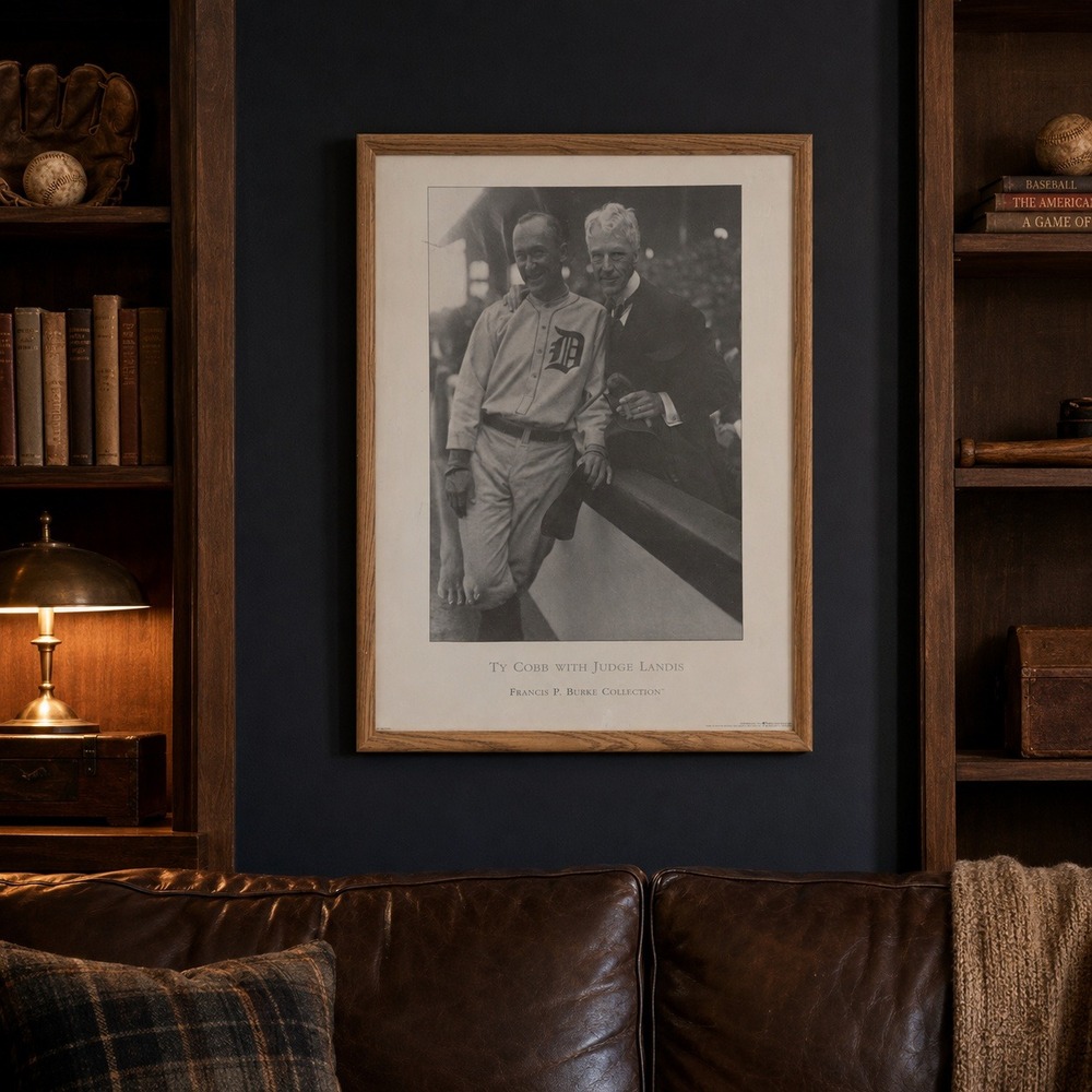 Vintage Ty Cobb with Judge Landis Framed MLB Print Francis P Burke Collection 92